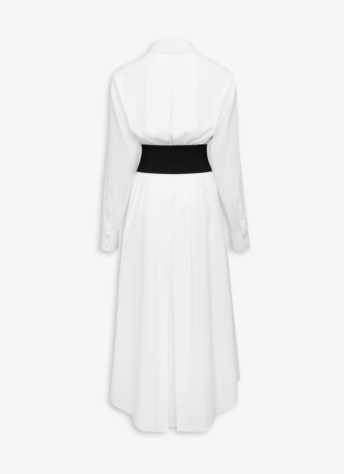BELTED SHIRT DRESS IN COTTON POPLIN ALAÏA WHITE BELTED SHIRT DRESS IN COTTON POPLIN